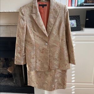 Vintage Nipon Boutique Paisley Metallic Skirt Suit Set Size 14 Brocade Blazer